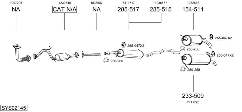 BOSAL kipufogórendszer SYS02145