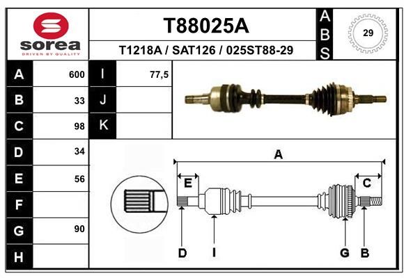 EAI hajtótengely T88025A