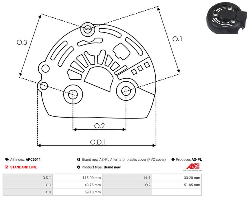 AS-PL APC6011 Protective Cap, alternator