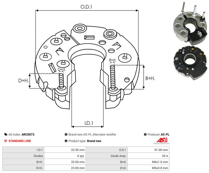 AS-PL ARC0073 Rectifier, alternator