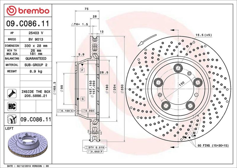 BREMBO 09.C086.11 Brake Disc