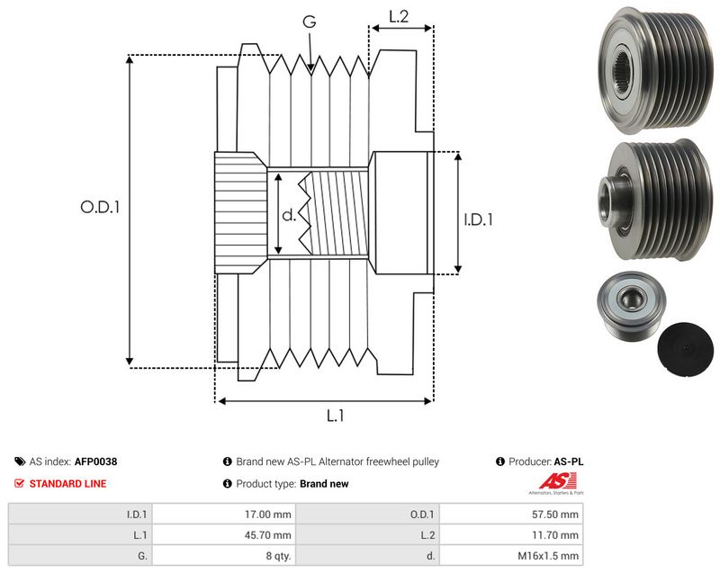 AS-PL AFP0038 Alternator Freewheel Clutch