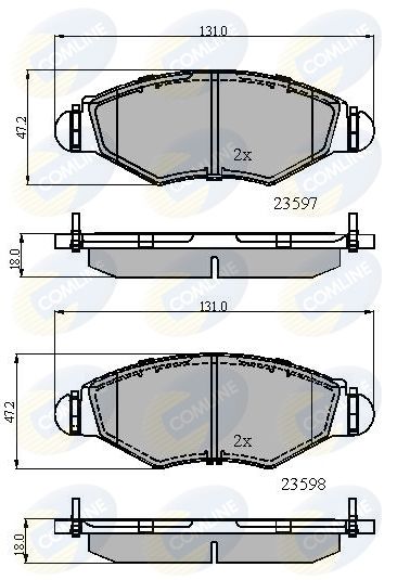 Комплект гальмівних накладок, дискове гальмо, Comline CBP01131