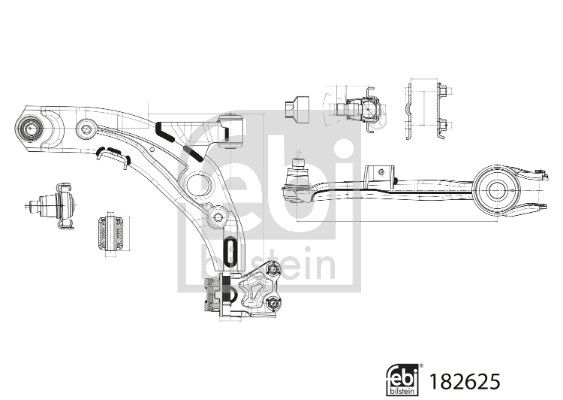 рычаг подвески с сайлентблоками и шаровой опорой FEBI BILSTEIN 182625