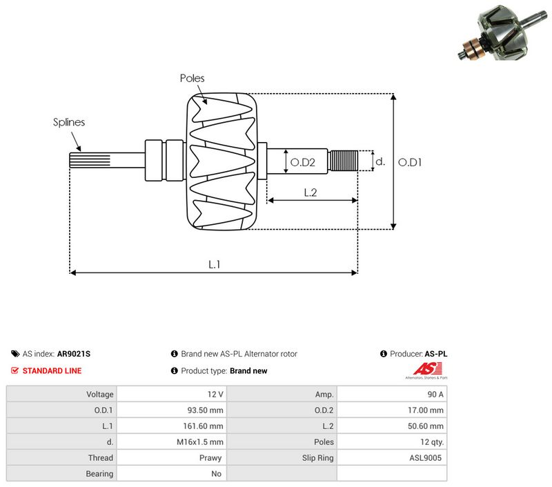AS-PL AR9021S Rotor, alternator