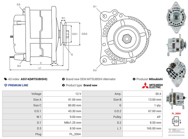 AS-PL A5514(MITSUBISHI) Alternator