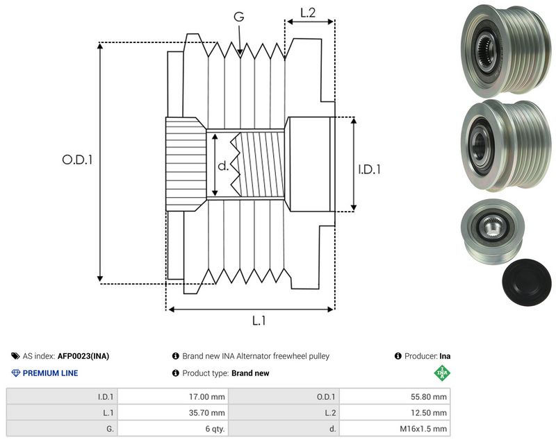 AS-PL AFP0023(INA) Alternator Freewheel Clutch