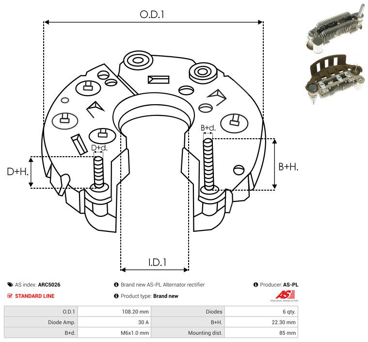 AS-PL ARC5026 Rectifier, alternator