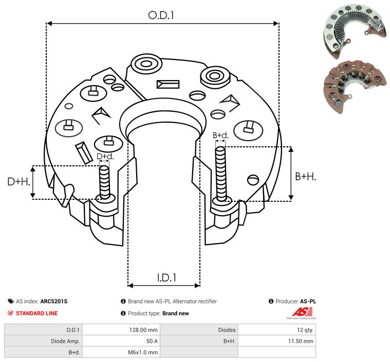 AS-PL ARC5201S Rectifier, alternator