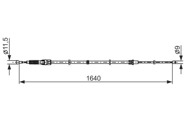 BOSCH Volkswagen трос ручного гальма Polo 14- 1640/1044mm