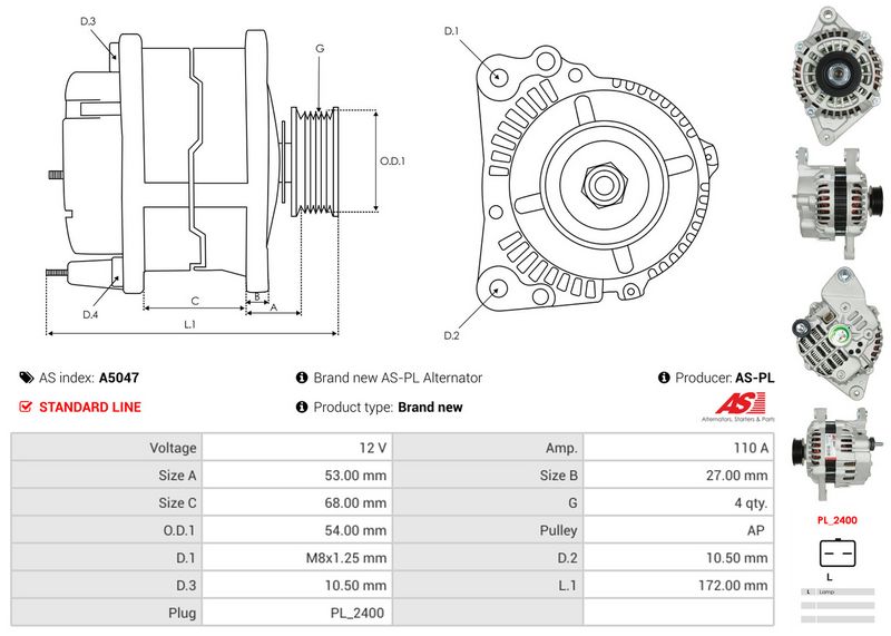 AS-PL A5047 Alternator