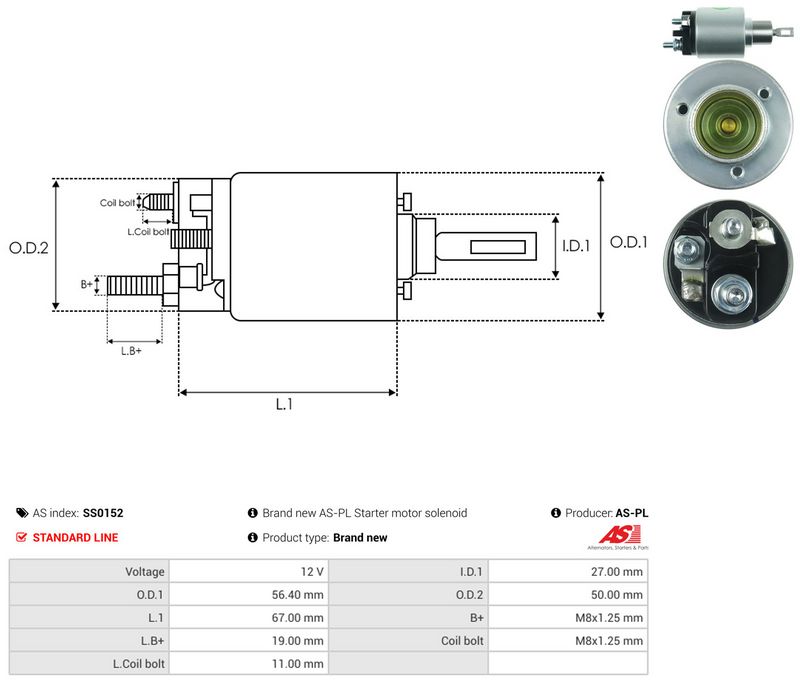 Magnetlülitus, starter, AS-PL SS0152