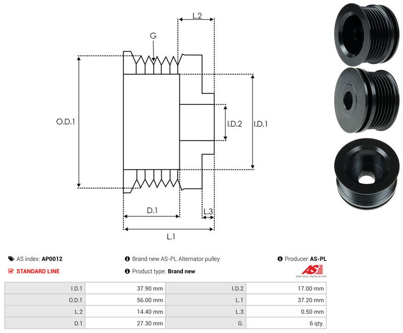 Rihmaratas, generaator, AS-PL AP0012