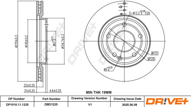 Disc frana DP1010.11.1225 Dr!ve+