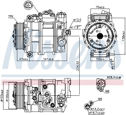 компрессор кондиционера MERCEDES BENZ E-CLASS W211 05- (Nissens)