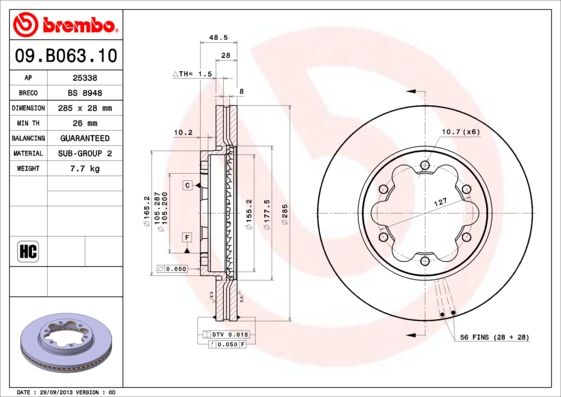 BREMBO féktárcsa 09.B063.10