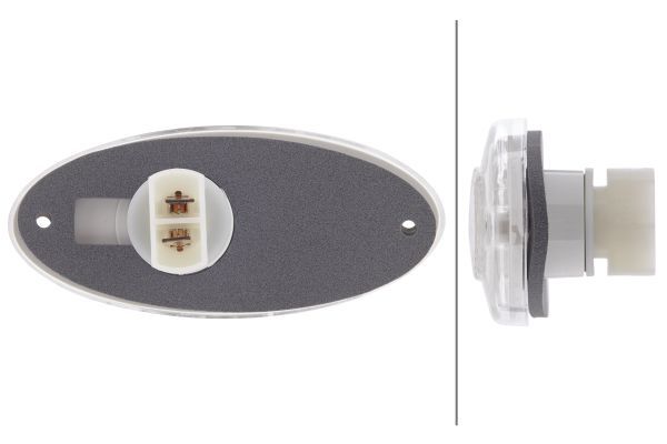 Markeringslichten Links/Rechts, vorm: ovaal, wit, Halogen/W5W, hoogte 40mm  breedte 102mm  diepte 45mm, bout/horizontale bevestiging/voor reksysteem, 12V (IP5K9K)
