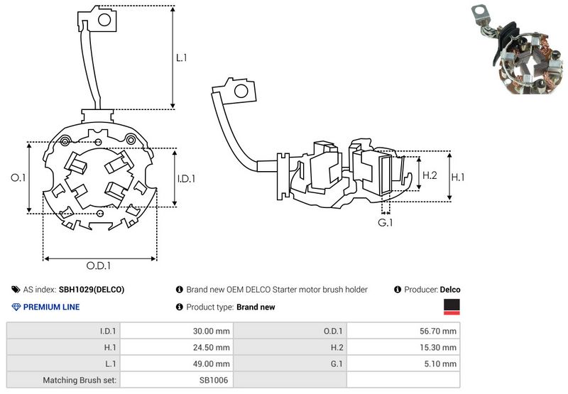 AS-PL SBH1029(DELCO) Holder, carbon brushes