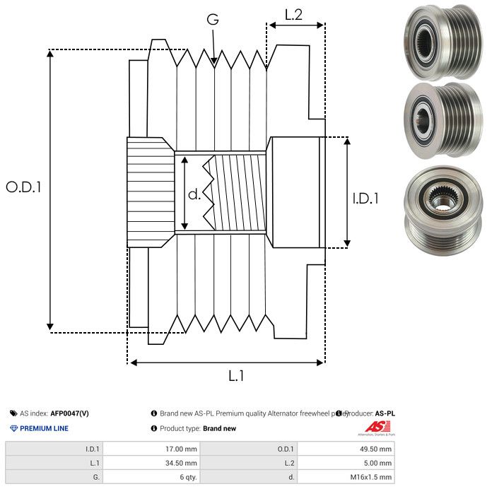 AS-PL AFP0047(V) Alternator Freewheel Clutch