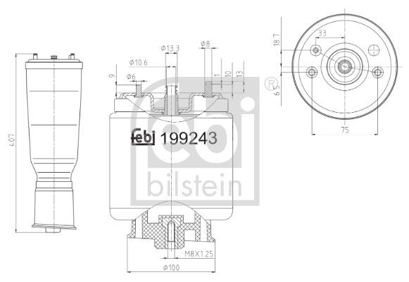 Product Pneimoatsperes spilvens, Pneimopiekare FEBI BILSTEIN 199243 Image