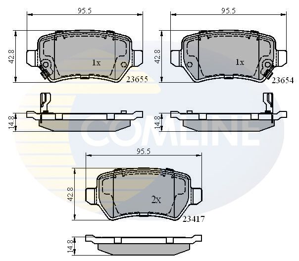 Комплект гальмівних накладок, дискове гальмо, Comline CBP31551