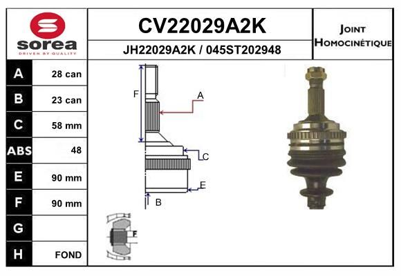 EAI csuklókészlet, hajtótengely CV22029A2K