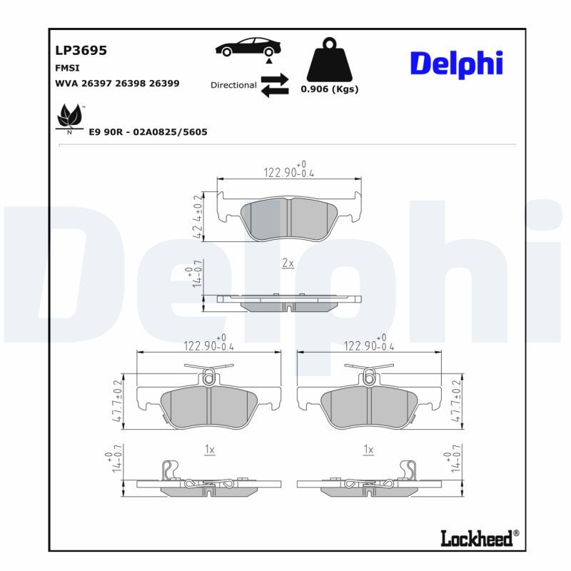 DELPHI LP3695 Brake Pad Set, disc brake