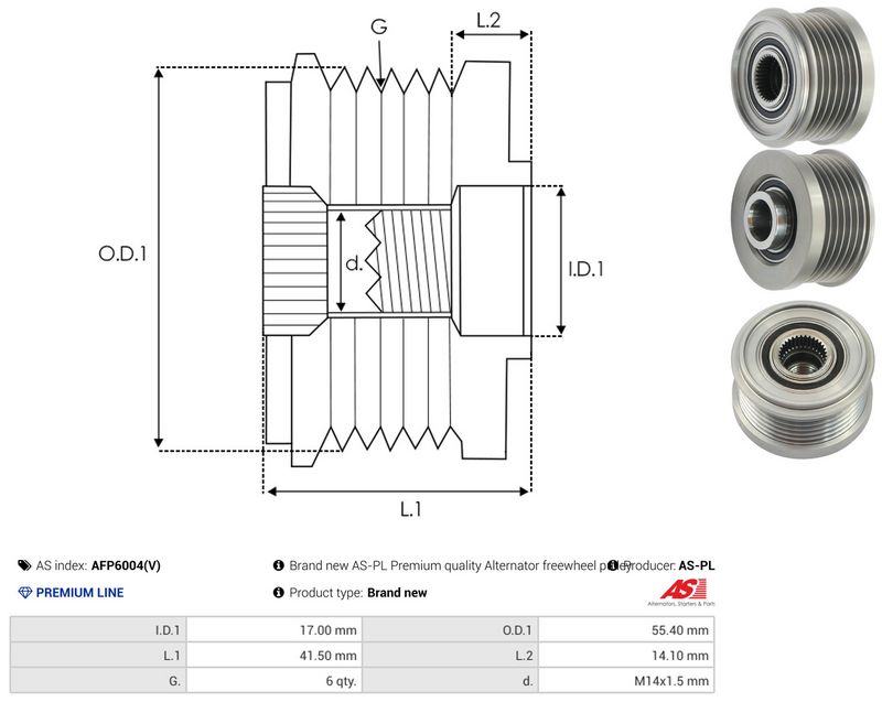 AS-PL AFP6004(V) Alternator Freewheel Clutch
