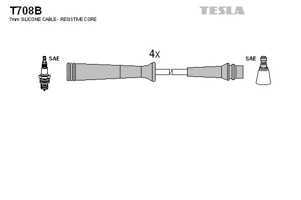 Комплект проводів високої напруги, Tesla T708B