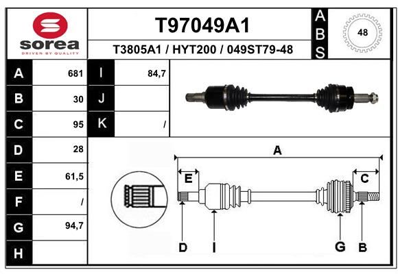 EAI hajtótengely T97049A1