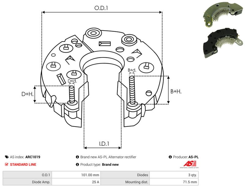 AS-PL ARC1019 Rectifier, alternator