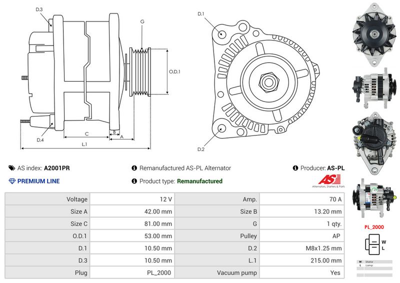 AS-PL A2001PR Alternator