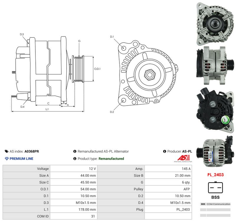 Generaator, AS-PL A0368PR