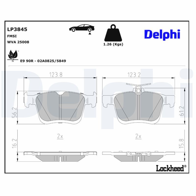 Set placute frana,frana disc LP3845 DELPHI