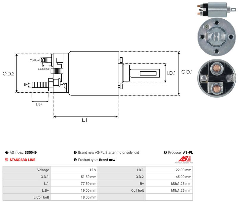 AS-PL SS5049 Solenoid Switch, starter