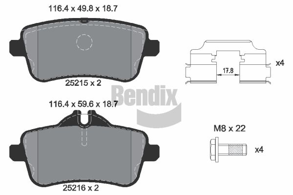 BENDIX Braking fékbetétkészlet, tárcsafék BPD1408