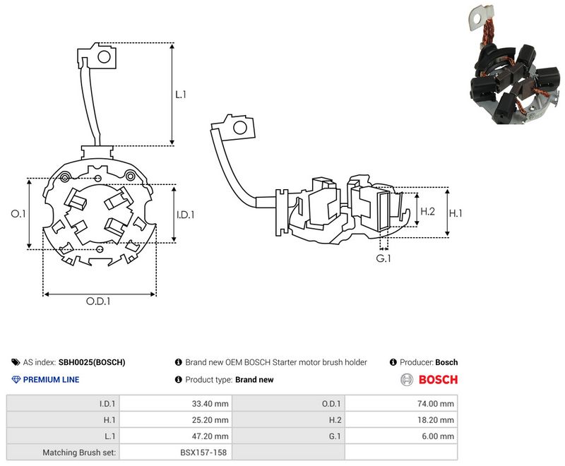 AS-PL SBH0025(BOSCH) Holder, carbon brushes