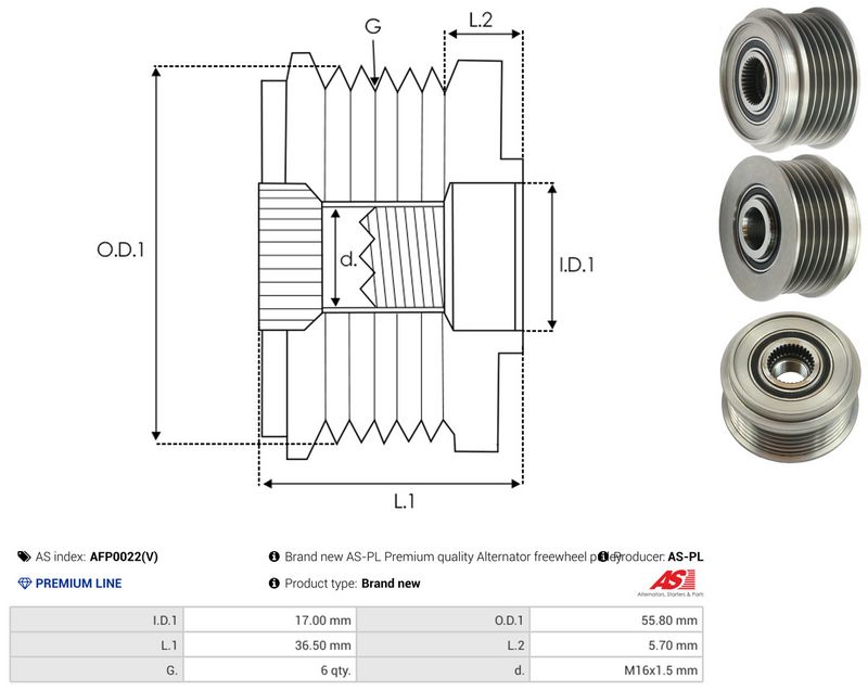 AS-PL AFP0022(V) Alternator Freewheel Clutch