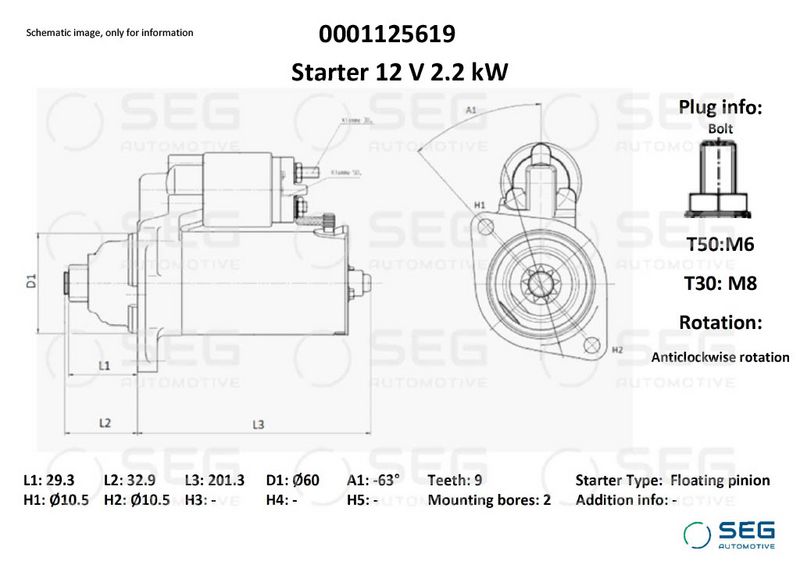 SEG Automotive 0001125619 Starter