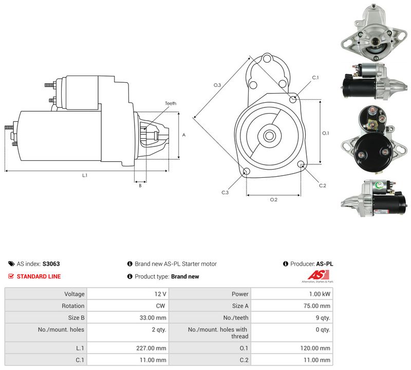 Starter, AS-PL S3063