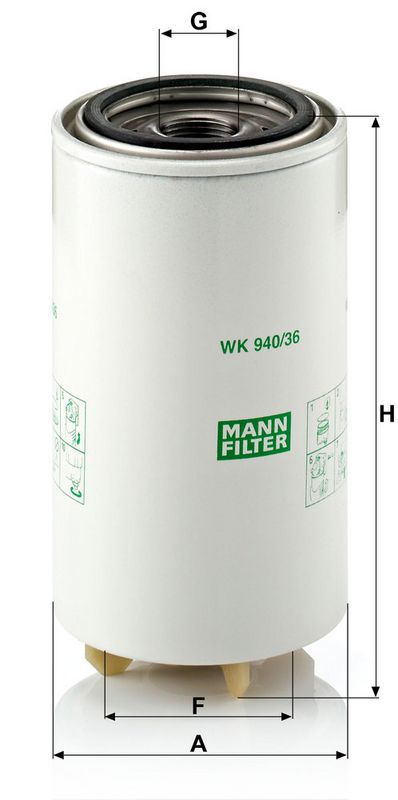 Kütusefilter, MANN-FILTER WK 940, 36 x
