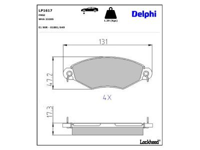 DELPHI LP1617 Brake Pad Set, disc brake