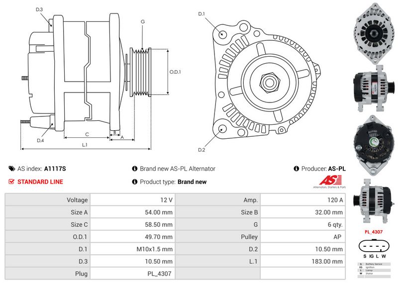 AS-PL A1117S Alternator