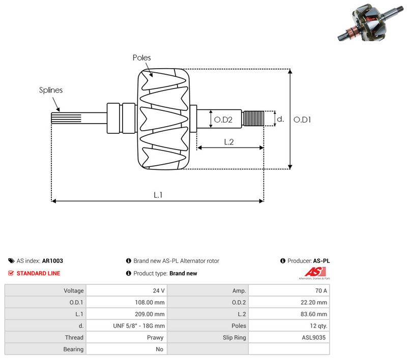 AS-PL AR1003 Rotor, alternator