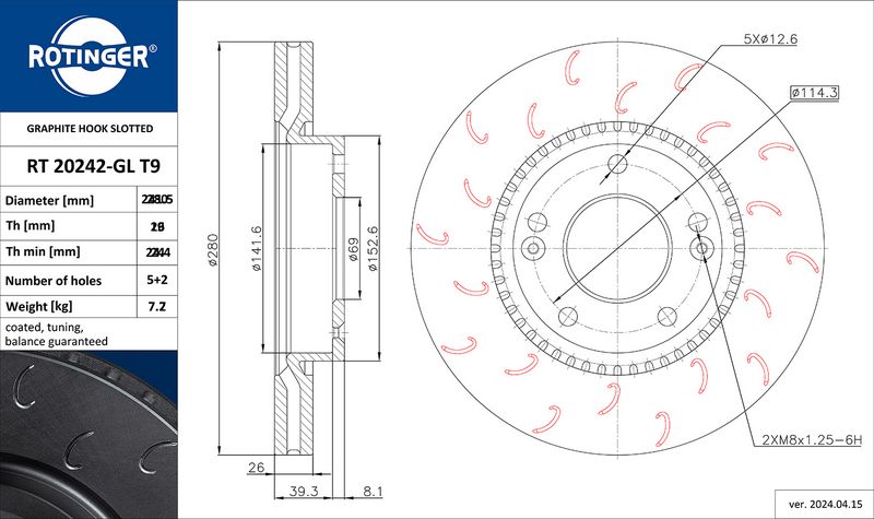 ROTINGER féktárcsa RT 20242-GL T9