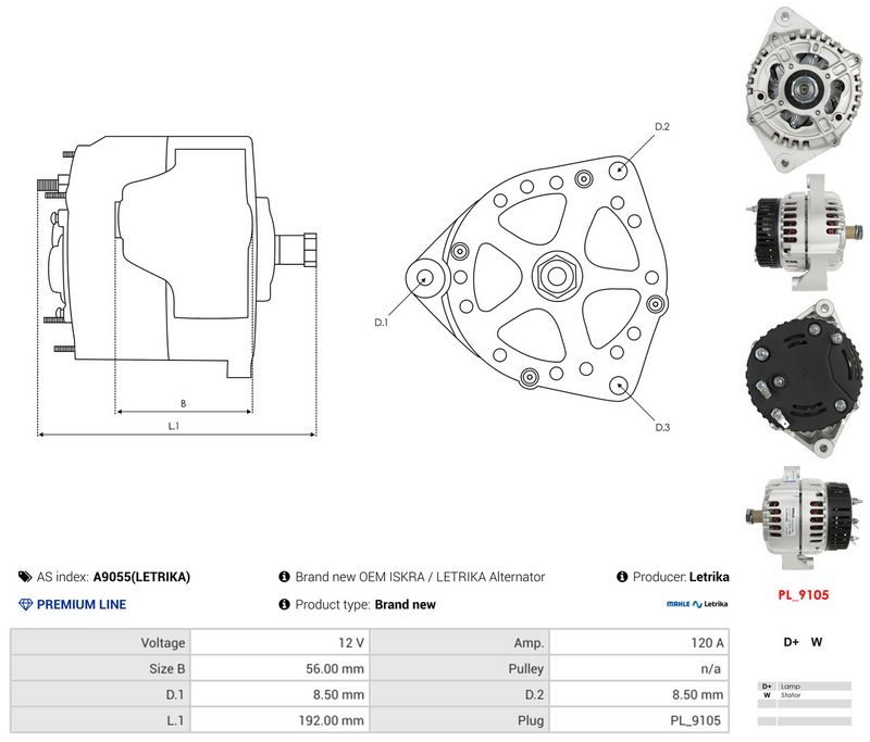 AS-PL A9055(LETRIKA) Alternator