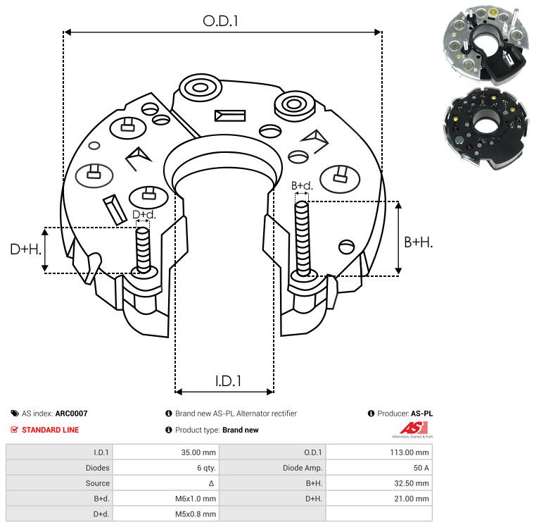 AS-PL ARC0007 Rectifier, alternator