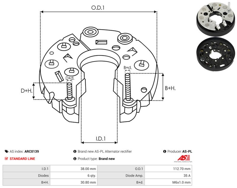 AS-PL ARC0139 Rectifier, alternator