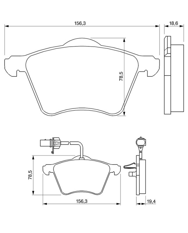 Piduriklotsi komplekt, ketaspidur, BOSCH 0 986 424 780
