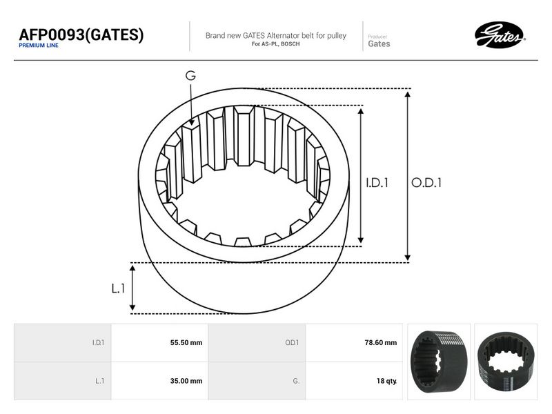 Rihmaratas, generaator, AS-PL AFP0093(GATES)